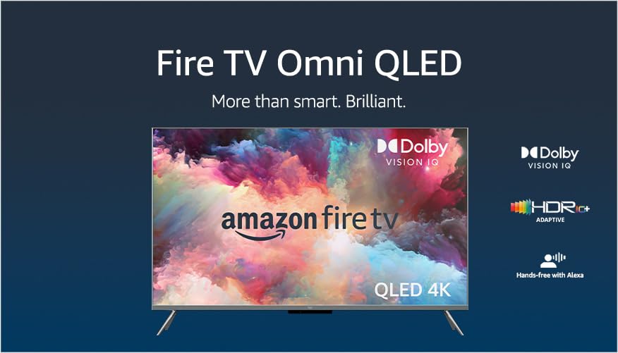 Amazon Fire TV 55-inch Omni QLED series 4K UHD smart TV, Dolby Vision IQ, local dimming, hands free with Alexa