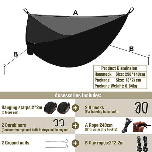 - NATUREFUN Travel Bug Net Camping Hammock | 300kg Load Capacity,(290 x 140 cm) -