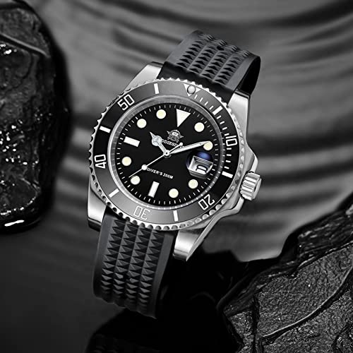 ADDIESDIVE Quartz Watches for Men Diver 200M Steel Watch with Waterproof Rubber Strap Waffle