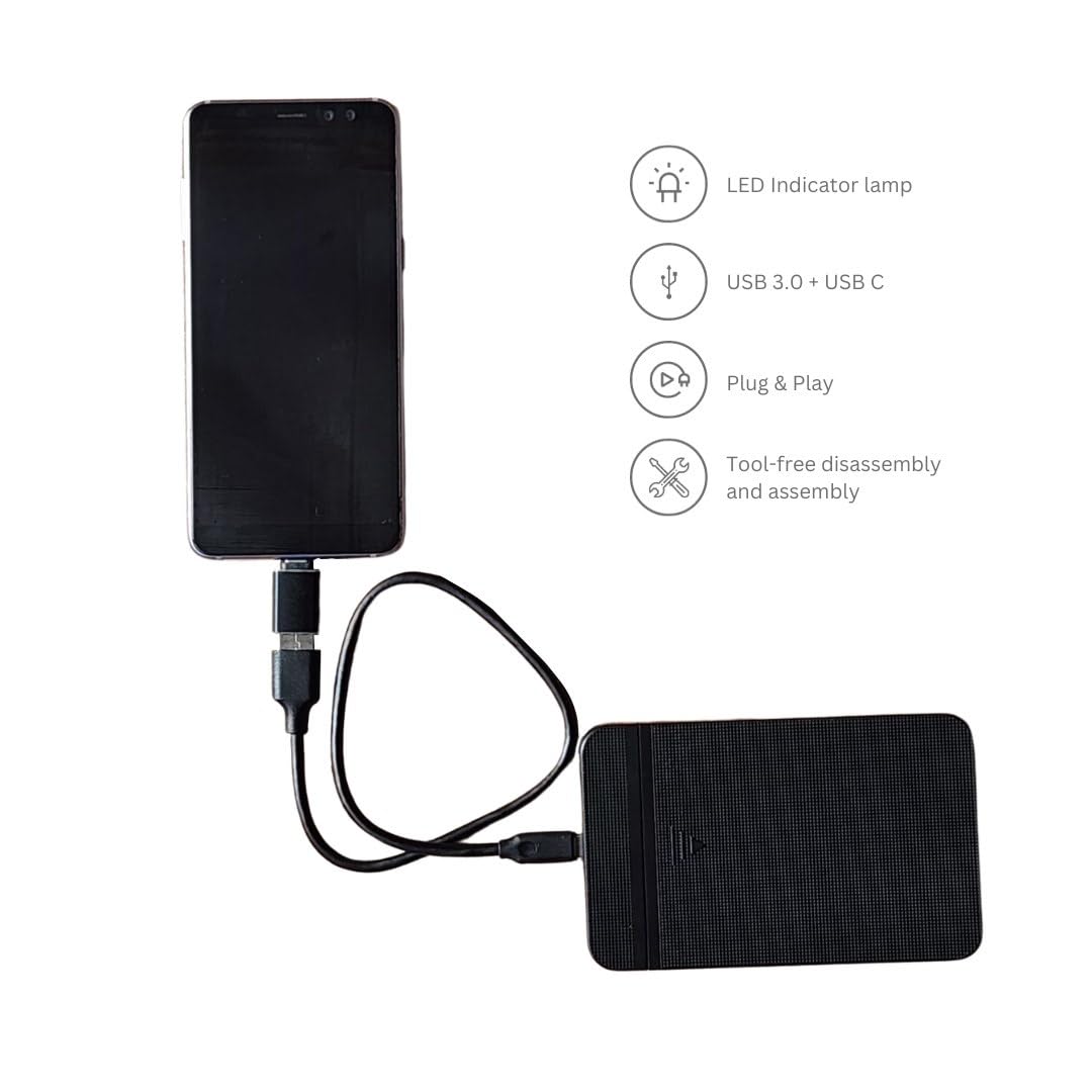 - ezekers Portable 1TB External Hard Drive HDD | USB 3.0 & USB C for PC, Mac, PlayStation, Phone & Xbox -