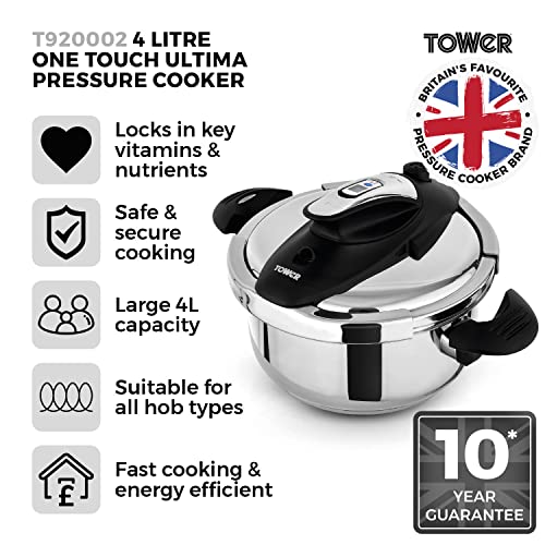 - Tower T920003 One-Touch Ultima | Pressure Cooker | Detachable 60-Minute Time -
