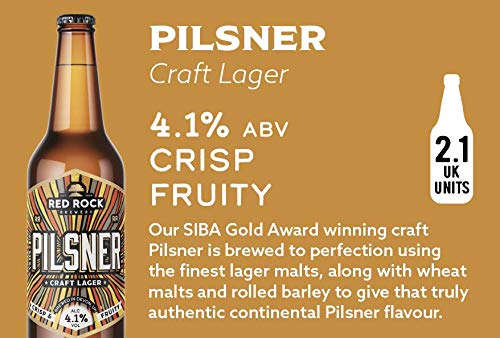 - Red Rock Brewery Craft Pilsner Lager | Case of 12x 500ml Bottles of British Beer -