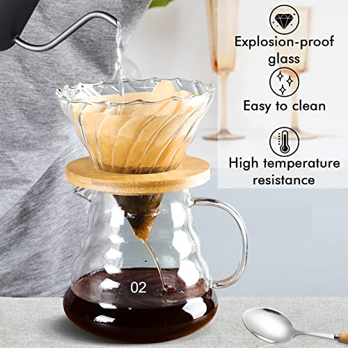 - SuproBarware Pour over Coffee Maker Set | Manual Glass Coffee Filter with Dripper Glass Coffee Filters | 500ML | 40 Paper Filters -