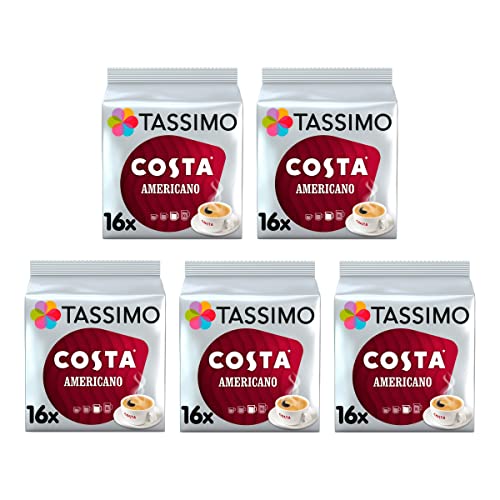 - Tassimo | Costa Americano Coffee Pods| x16 | (Pack of 5, Total 80 Drinks) -