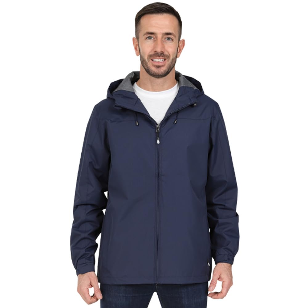 Blu Apparel Mens Waterproof Rain Jacket Premium Branded Walking Hiking Everyday wear Jacket Windproof (UK, Alpha, L, Regular, Regular, Navy)