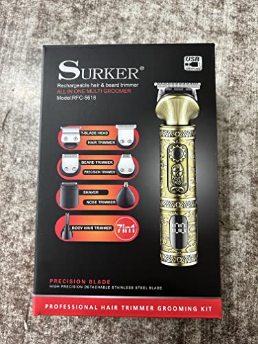 - Surker Beard Trimmer Kit | Professional Hair Clipper | Cordless Grooming Kit 7 in 1 -