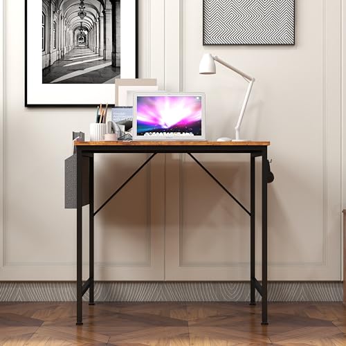 Computer Desk Home Office Writing Study Desk, Modern Simple Style PC Table (Brown, 80 x 50 x 75 cm)