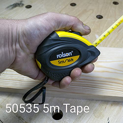 - Rolson 50535 | 5 m x 19 mm | Tape Measure | Yellow & Black -