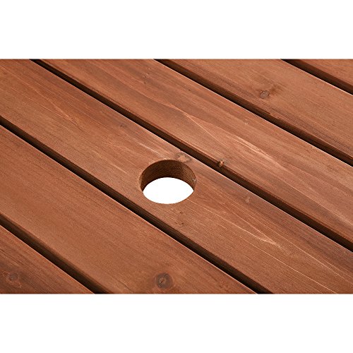Britoniture 6 Seater Wooden Round Picnic Table and Bench for Garden Pub Patio