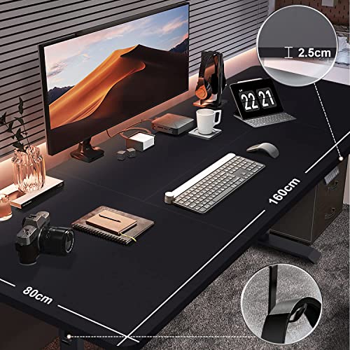 Devoko Electric Standing Desk 160x80cm with USB Charging Height Adjustable Desk with Desktop Sit Stand Up Desk Heavy Duty Steel 3 Memory Smart Pannel(Black)