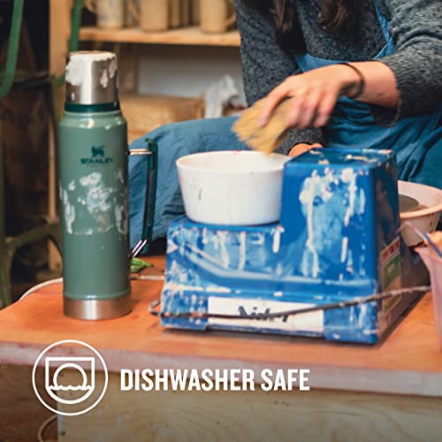 - Stanley Classic Legendary Thermos Flask | 1L | Keeps Hot or Cold For 24 Hours | Stainless Steel Leakproof Coffee Flask | Dishwasher Safe | Hammertone Green -