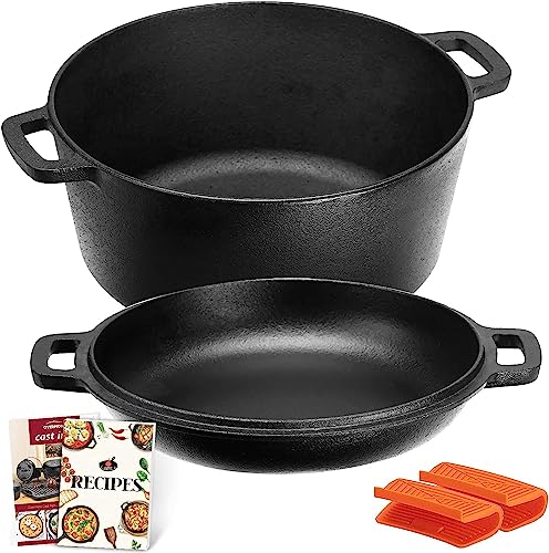 - Overmont 2 in 1 Cast Iron Dutch Oven | Cookbook -