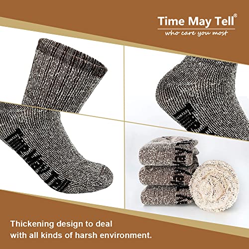 - Time May Tell Mens Merino Wool Hiking Cushion Socks | Thermal Warm Crew Winter Boot Socks Pack -