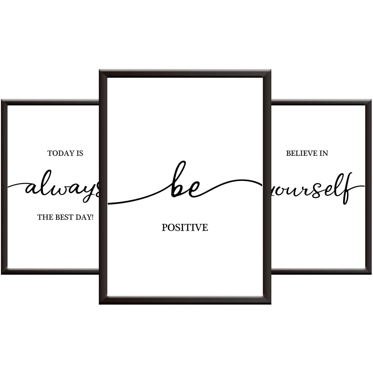 3 Motivational Posters for Walls in Home, Office or Classroom - Inspirational Positive Quotes to Believe in Yourself for Motivation Health Mood Positivity - Unframed A4 Black and White