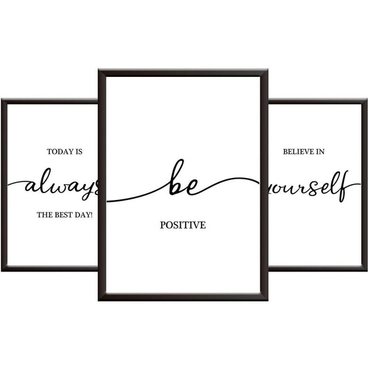 3 Motivational Posters for Walls in Home, Office or Classroom - Inspirational Positive Quotes to Believe in Yourself for Motivation Health Mood Positivity - Unframed A4 Black and White
