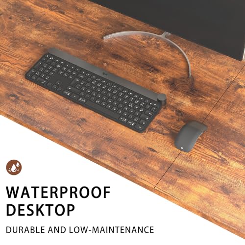 Devoko Computer Desk 100 x 50 x 75 cm, Home Office desk, Study Writing Small Desks, Gaming Deske for Home Workstations, Industrial Design Black Desk Metal Frame, Rustic Brown