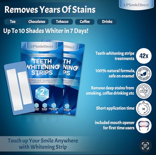 - UPSmileDirect Professional Teeth Whitening Strips 21 Treatments - Enamel Safe -