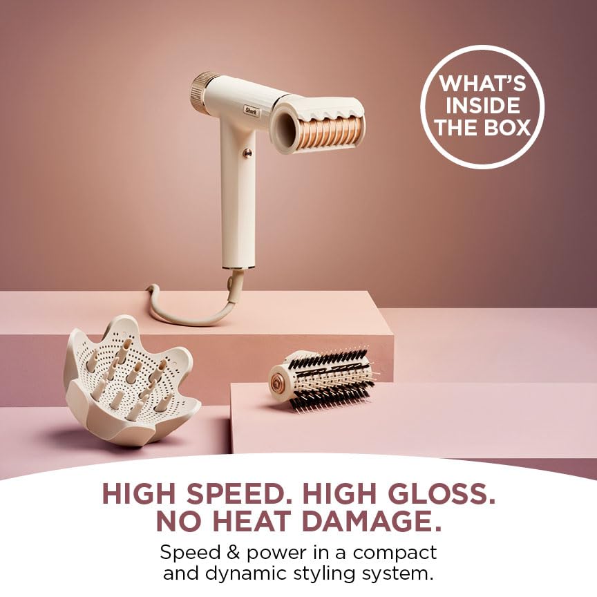 - Shark SpeedStyle Hair Dryer & RapidGloss Finisher | For Curly & Coily Hair | 3 Stylers, Ultra Fast Drying -