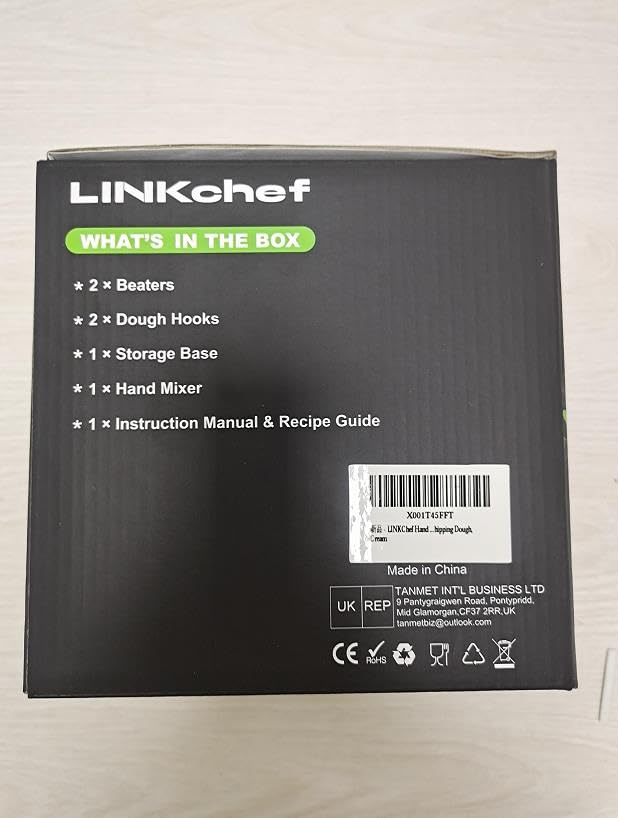 - LINKChef Anti-Splash Hand Mixer Electric Whisk with Storage Base | 5-Speed White Electric Hand Whisk for Baking | 450W -