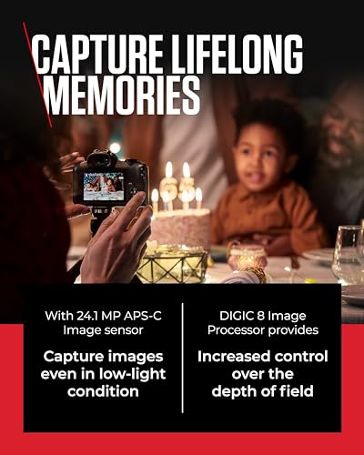 Canon EOS R100 - Compact Mirrorless Digital Camera - 24.1 MP, 4K Resolution - Dual Pixel CMOS AF, DIGIC 8 Processor - 6.5 FPS Continuous Shooting - Face & Eye Detection, Bluetooth, Wi-Fi, GPS