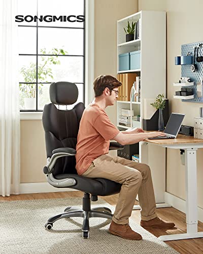 - SONGMICS Office Chair | Ergonomic Gaming Chair With Adjustable Headrest | Tilt Function | Foldable Armrests | Adjustable Height | Ink Black OBG65BKUK -