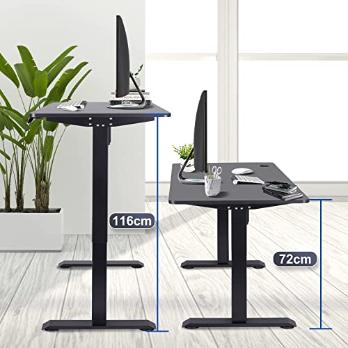 Devoko Electric Standing Desk 160x80cm with USB Charging Height Adjustable Desk with Desktop Sit Stand Up Desk Heavy Duty Steel 3 Memory Smart Pannel(Black)