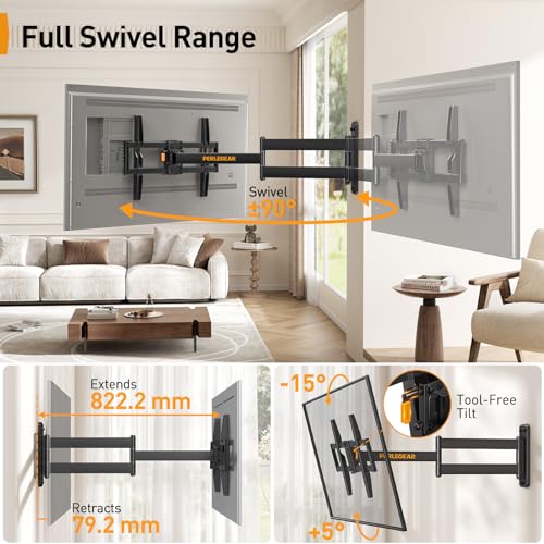 - PERLEGEAR TV Wall Bracket | 822 mm Long Arm for  | 32-75 Inch TVs | 45 kg -