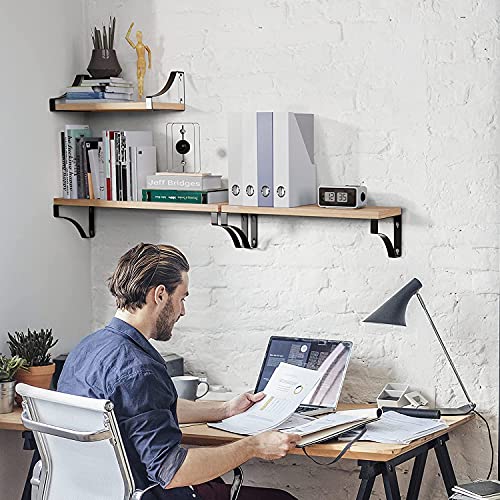 - Pipishell Floating Shelves Wall Mounted Shelf | Paulownia Wood Wall Shelves | Wooden Shelves Set of 3 -