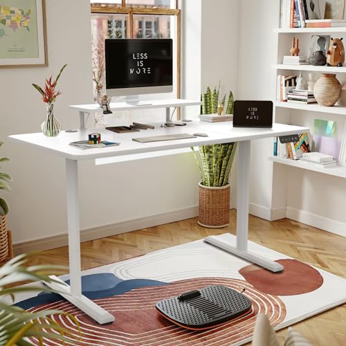 - TRIUMPHKEY | 120x60cm Height Adjustable Standing Desk | Monitor Shelves | Storage Desk -
