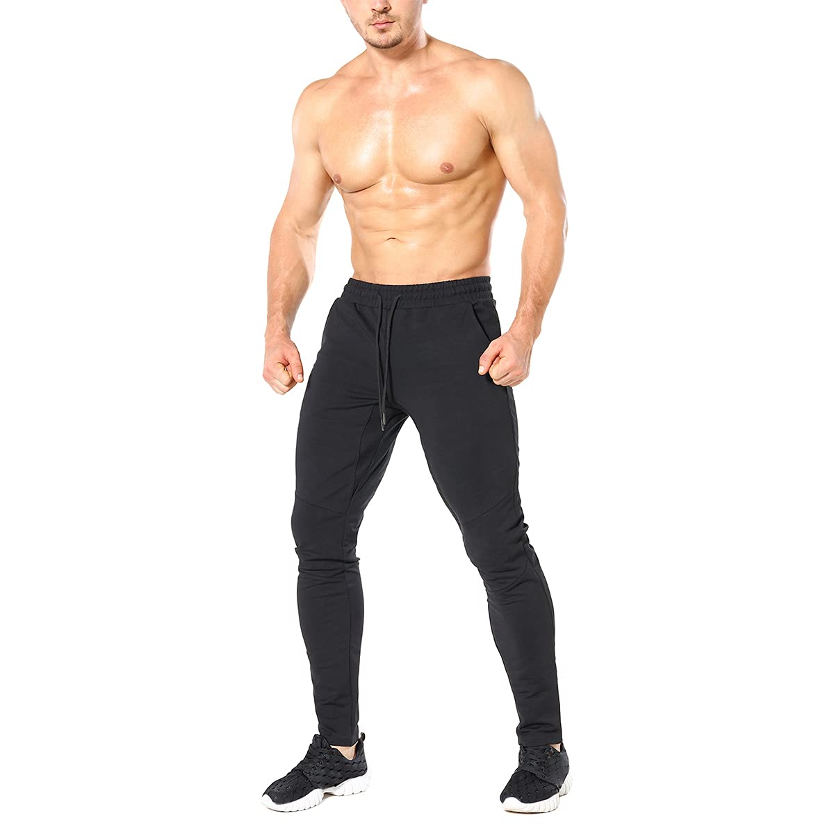 - ZENWILL Mens Tapered Gym Joggers Bottoms, Tracksuit Jogging Running Trousers Sweat Pants with Zip Pocket