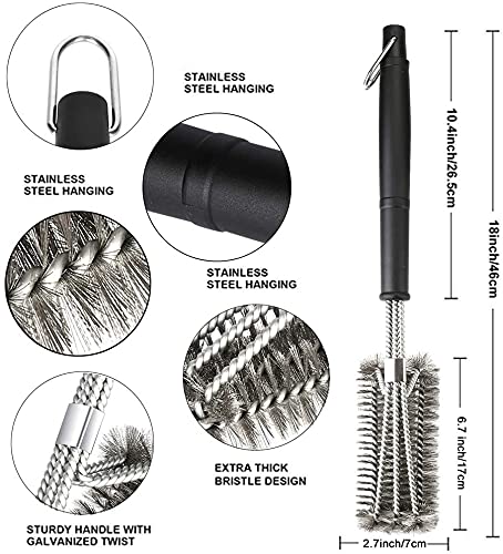 Coocnh Barbecue Brushes,Grill Brush,BBQ Brush for Grill,18" Grill Brush - Stainless Steel Brush w/Wire Bristles 3-in-1 Grill Cleaner Provides Effortless Cleaning