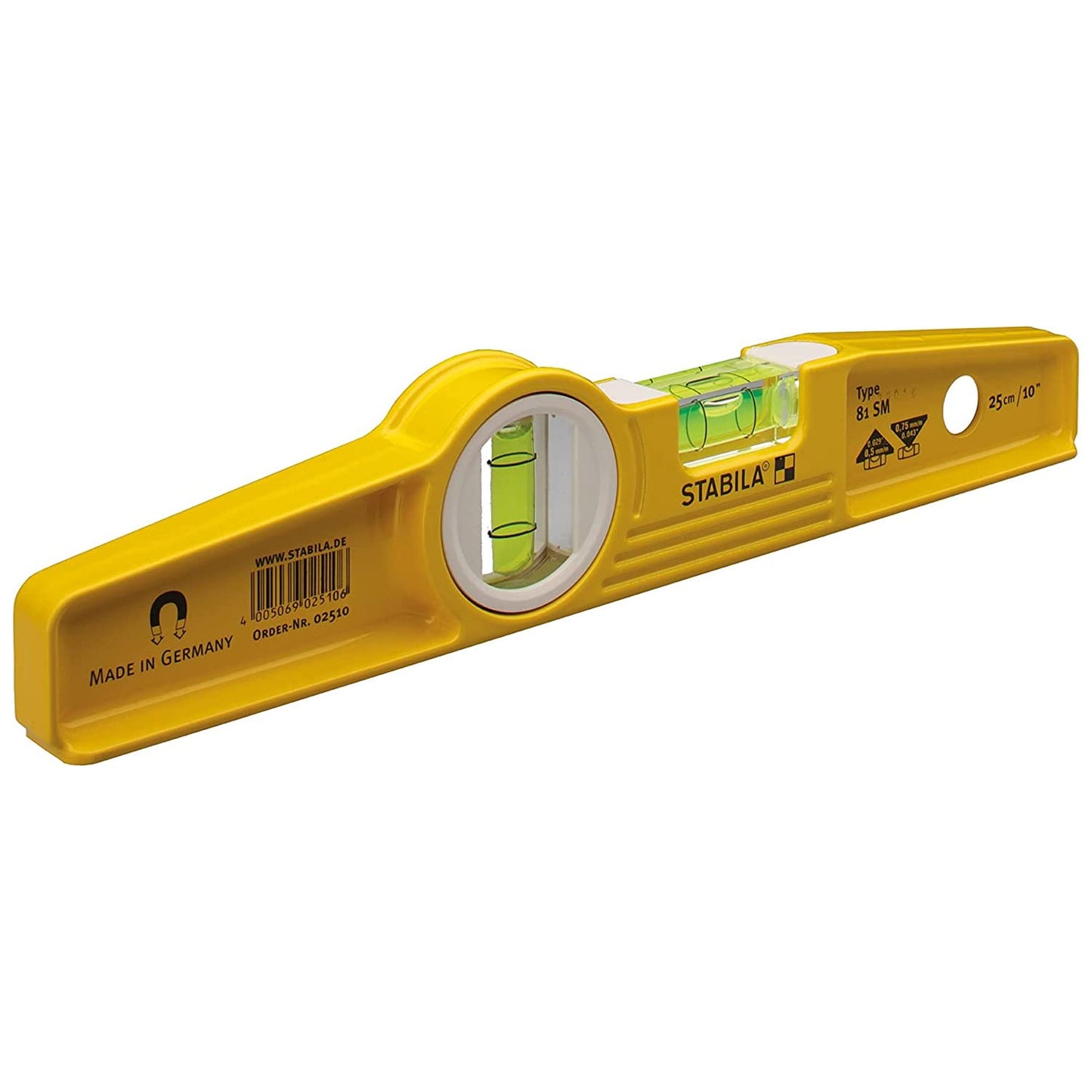 - Stabila Type81SREM 25cm/10-inch | Rare Earth Magnetic Spirit Level with Holster| Yellow/Black -