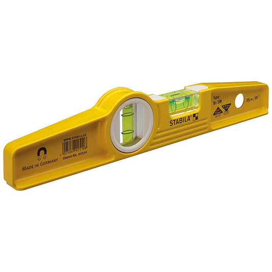 - Stabila Type81SREM 25cm/10-inch | Rare Earth Magnetic Spirit Level with Holster| Yellow/Black -