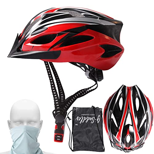 Bike Cycle Helmet with Visor Snood Face Mask Waterproof bundle pocket Adjustable Lightweight Allround Cycling Bicycle helmets Accessories for BMX Skateboard MTB Mountain Road Bike Men Women Ladies