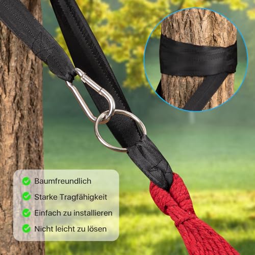 - Signstek Cotton Hammock with Tree-friendly Straps | Durable Portable Hammock | Travel Bag -