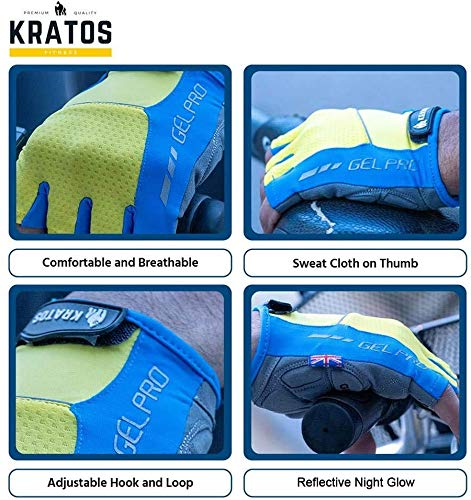 - Kratos Fingerless Cycling Gloves for Men and Women | Shock Absorbing Gel Padded Mountain Bike Gloves -