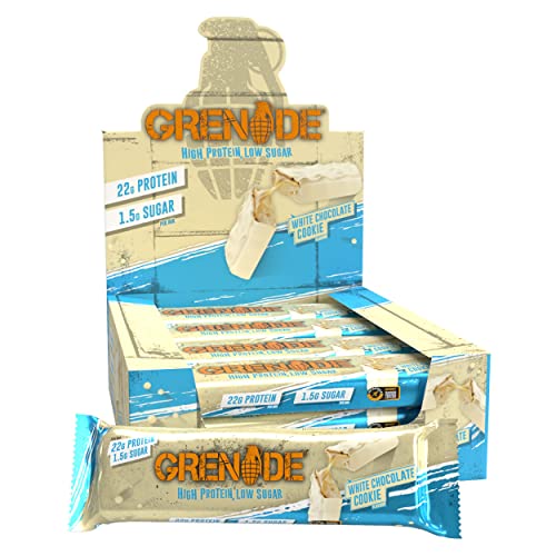 - Grenade High Protein Low Sugar Bar | White Chocolate Cookie | 12 x 60 g -