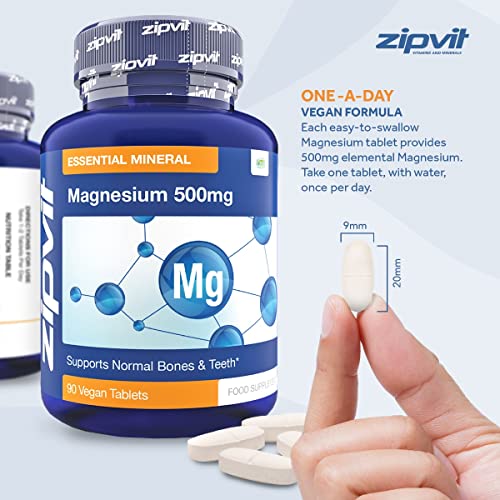 - Magnesium 500mg | 90 Vegan Tablets | 3 Months Supply | Supports Muscle and Bone Health -