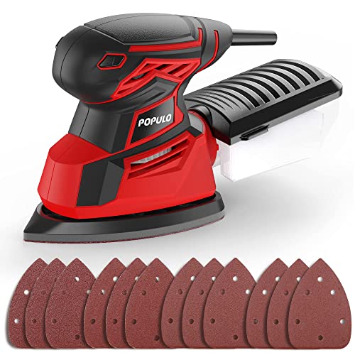 - POPULO Electric Mouse Sander | 230V Detail Sander with 12Pcs Sandpapers -
