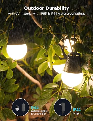 - Govee Smart Outdoor String Lights | 30M | RGBIC Outdoor Lights with Dimmable Warm White LED Bulbs -