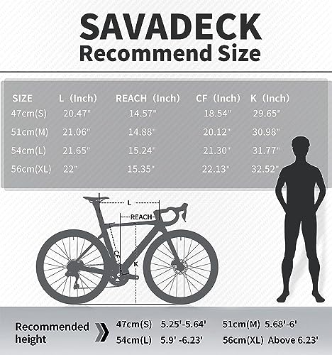 - SAVADECK Carbon Road Bike | T800 Carbon Fiber Frame | 700C Racing Bicycle -