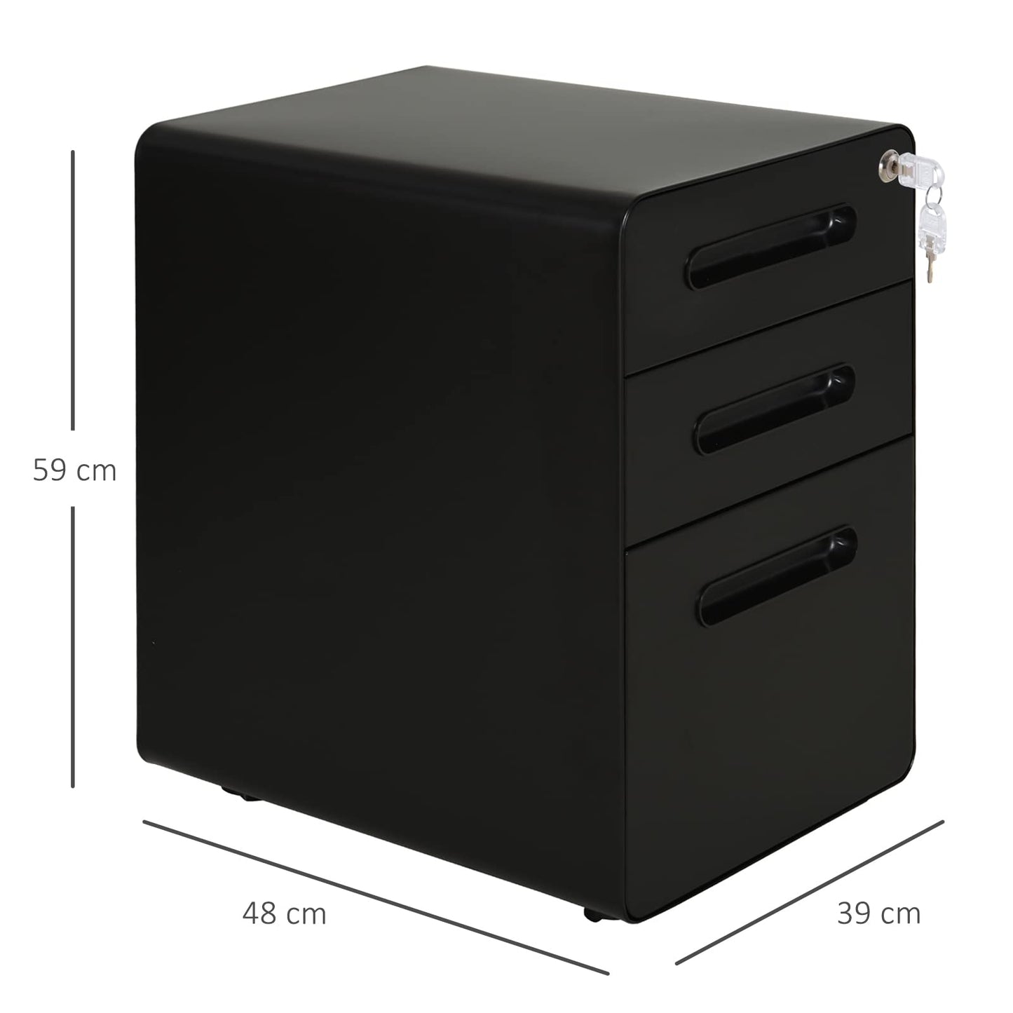 - Vinsetto Lockable File Cabinet with 3 Drawers, Vertical Office Drawer for A4 -
