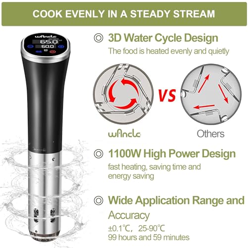 - Wancle Sous Vide Sous Vide Machine Precision Cooker 1100W Sous Vide Cooker