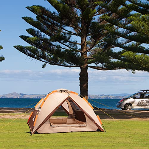 BETENST Camping Tent, Pop up Tent 3 Person Family Dome Tent Waterproof Windproof with 2 Mesh Doors, 2 Mesh Windows, Roof Skylights, 2 in 1 Double Layers, Storage Bag for Camping Hiking Backpacking