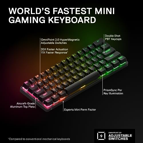 - SteelSeries Apex Pro | Mini Wireless HyperMagnetic Gaming Keyboard | World's Fastest Keyboard -