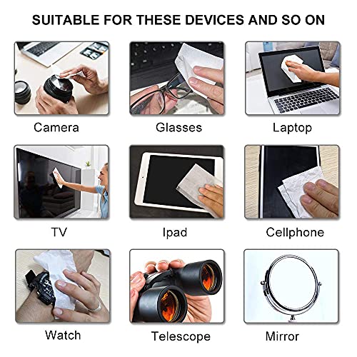 ALIBEISS Pre-Moistened Screen Wipes Computer Screen Cleaner for Eyeglasses, Tablets, Camera Lenses, Keyboards,Phone and Other Delicate Surfaces-Pack of 100