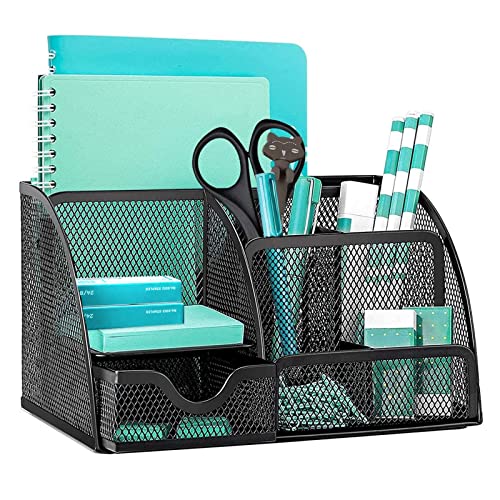 - OKPOW Mesh Desk Organiser | Multi-Use Desk Tidy | Pen Holder -