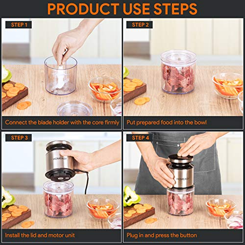 - Mini Meat Grinder | Homeasy Mini Food Processor | Food Grinder | 600ml Stainless Steel -