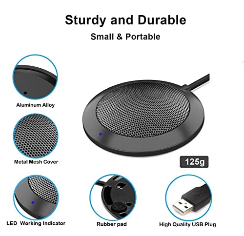 Conference USB Microphone, Computer Desktop Mic with LED Indicator, TKGOU Plug & Play Omnidirectional Condenser PC Laptop Mics for Online Meeting,Class,Skype,Recording,Chatting,Zoom,(Windows/Mac OS X)