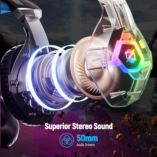 - Gaming Headset | Stereo Surround Sound | Gaming Headphones with Breathing RGB Light & Adjustable Mic -